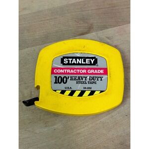 Stanley Contractor Grade 100' Heavy Duty Steel Tape Measure 34-252 Yellow USA